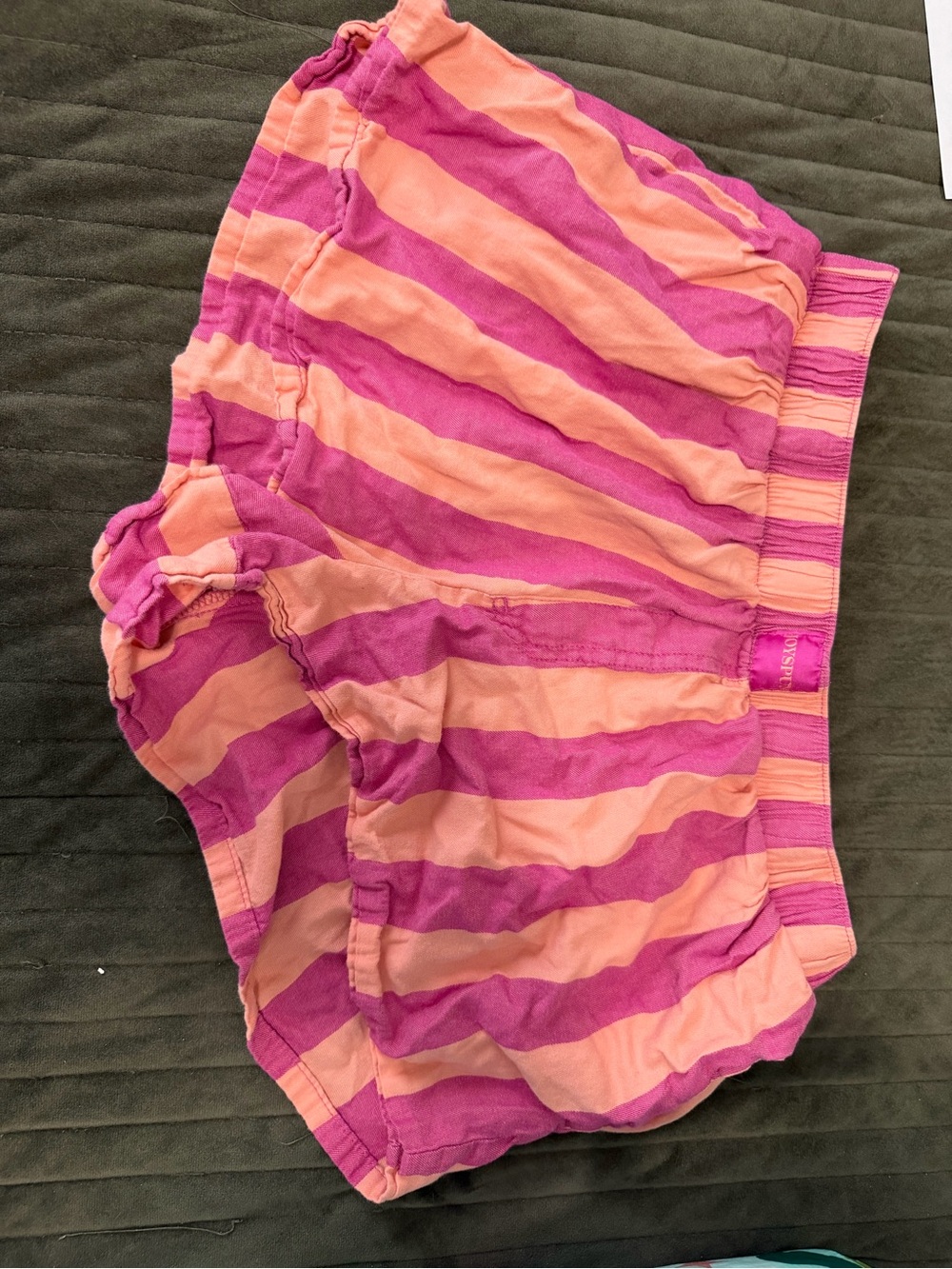 Striped Pink & Peach Athletic Shorts with Elastic Waist